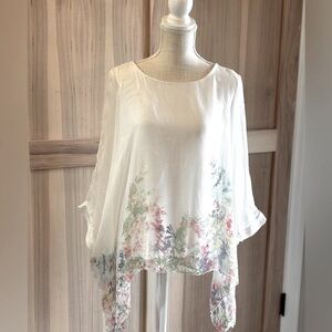 Elena Baldi 100% Italian Silk Floral Blouse. Women’s Sz-M Sheer Chiffon | Pastel